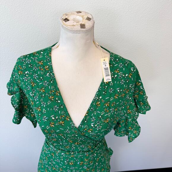 Max Studio Womens Wrap Maxi Dress Floral Green High Low Asymmetrical Size S NEW - Picture 5 of 14